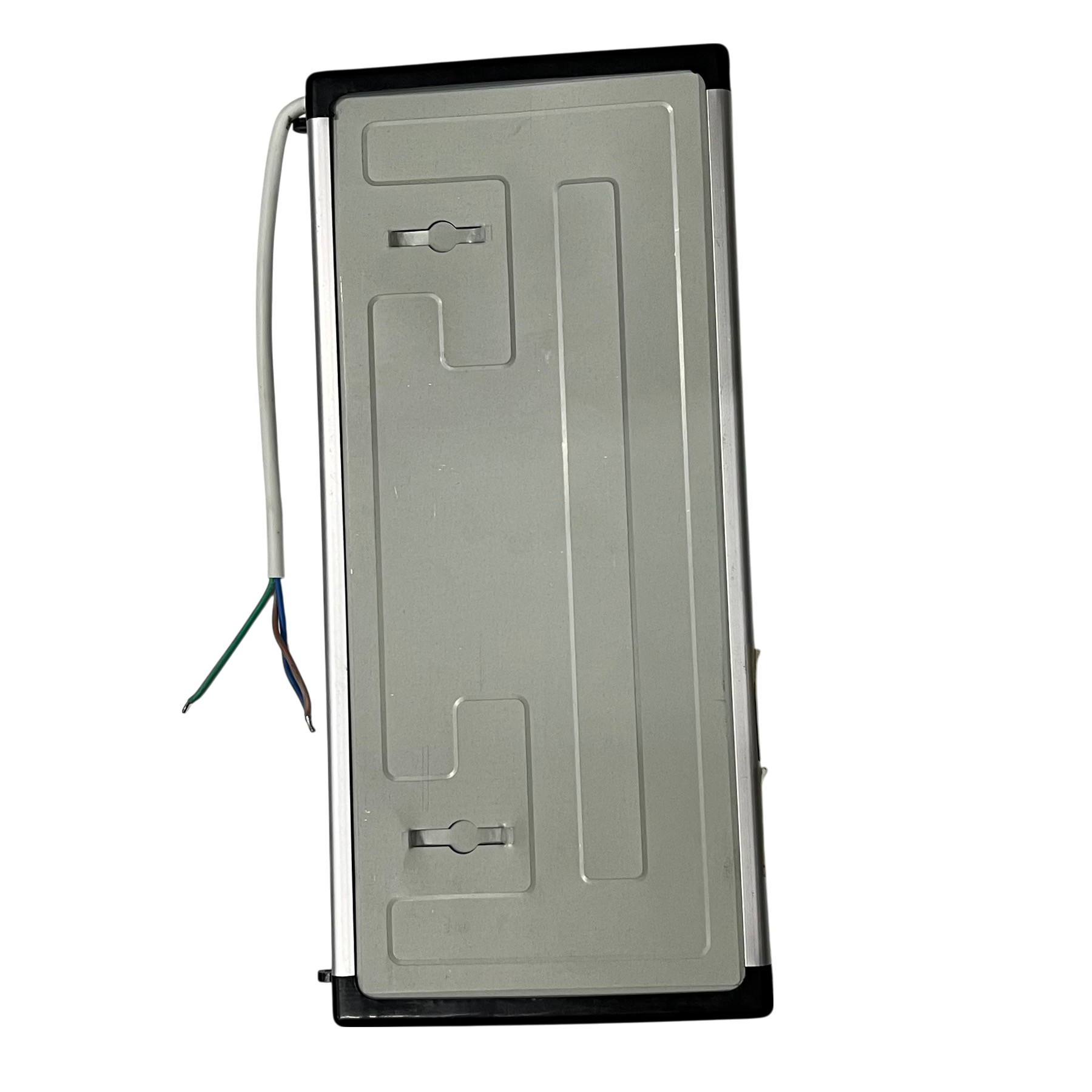 Back view of Exit Sign with Running Man 3W Green showing wiring and mounting plate from China