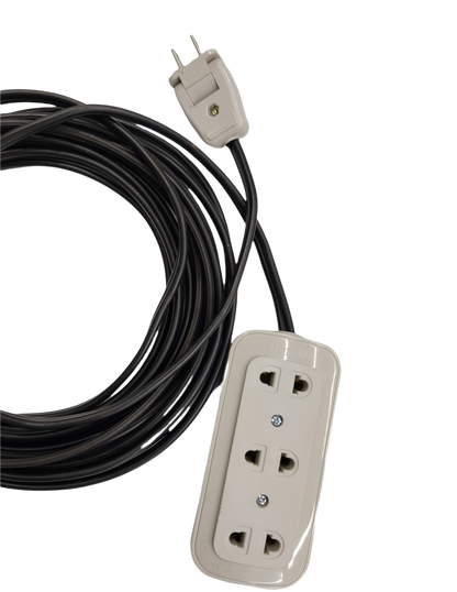 Omni power strip with Extension Cord 2200W 10A featuring three outlets and long black cable