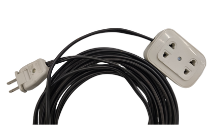Omni extension cord 2200W 10A with black cable and white dual outlet plug