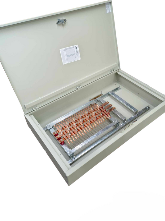 Schneider Royu EZC250H 3 Pole Main and 20 Branches electrical panel with copper busbars and metal enclosure