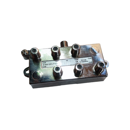 F type coaxial splitter 1 in 6 out metal design for reliable signal distribution