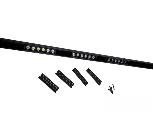 Magnetic Track Light 1 Meter with 3pcs 6W Grille Type Warm White 3000K with 100W Power Supply 220V ( ILLUMIQ TERRA) 50mm Track