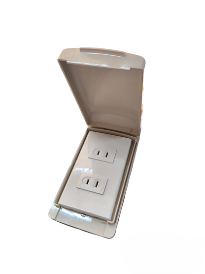 Omni Weatherproof 2 Gang Flat Pin Outlet 15A 250V WPP-602+WWP-112+(WWR-200x2)