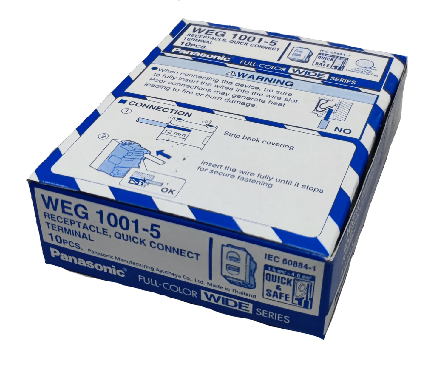 Panasonic Flat Pin Outlet Receptacle Quick Connect Terminal 16A 250V (10PCS), Flat Pin Outlet Device Wide Series (10PCS) WEG1001-5