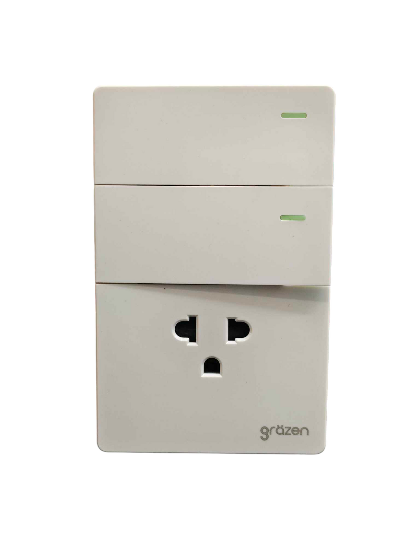 Grazen 2 Gang  1 Way Switch with 1 Gang Universal Outlet with Ground 16A 220V GW-009