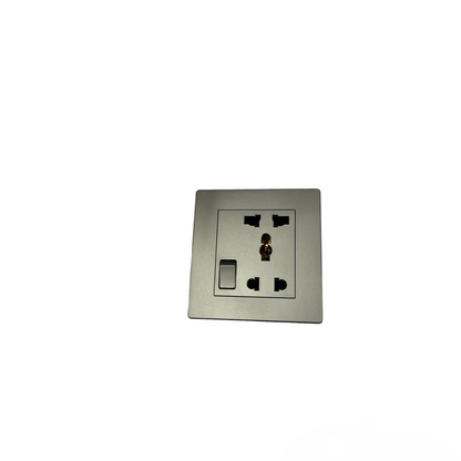 Opple Duplex Universal Outlet with Ground with Switch Control Square Type Gray with Plate Cover 16A 220VF021681A