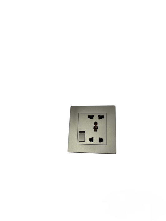 Opple Duplex Universal Outlet with Ground with Switch Control Square Type Gray with Plate Cover 16A 220VF021681A