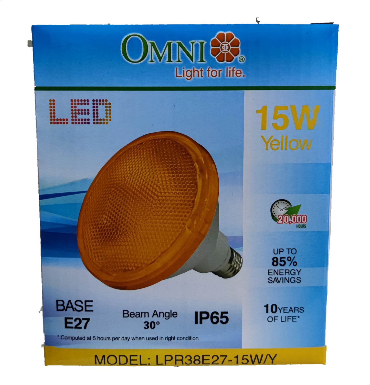 Omni 15W PAR 38 E27 220V Yellow LPR38E27-15W/Y, LED PAR 38 15W E27 220V Yellow