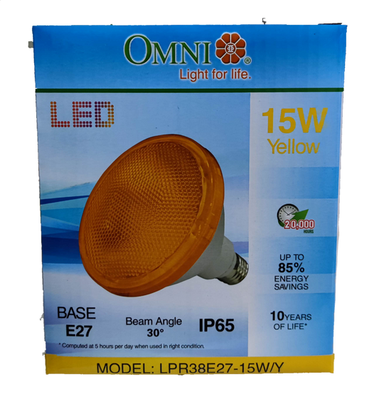 Omni 15W PAR 38 E27 220V Yellow LPR38E27-15W/Y, LED PAR 38 15W E27 220V Yellow