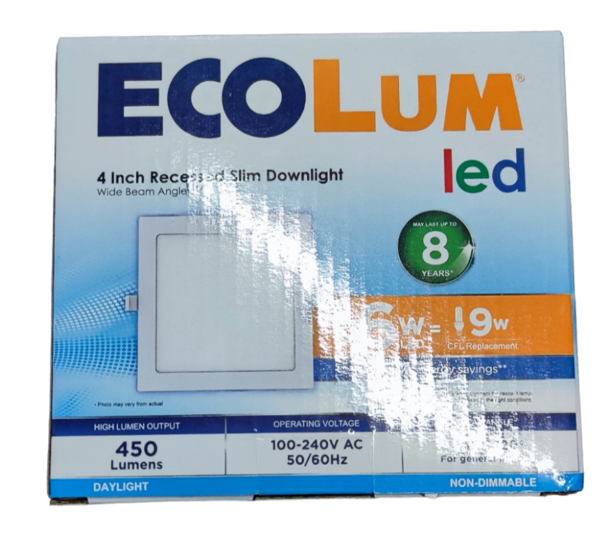 Ecolum 6W LED Downlight Square Daylight 6500K 220V