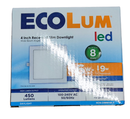 Ecolum 6W LED Downlight Square Daylight 6500K 220V