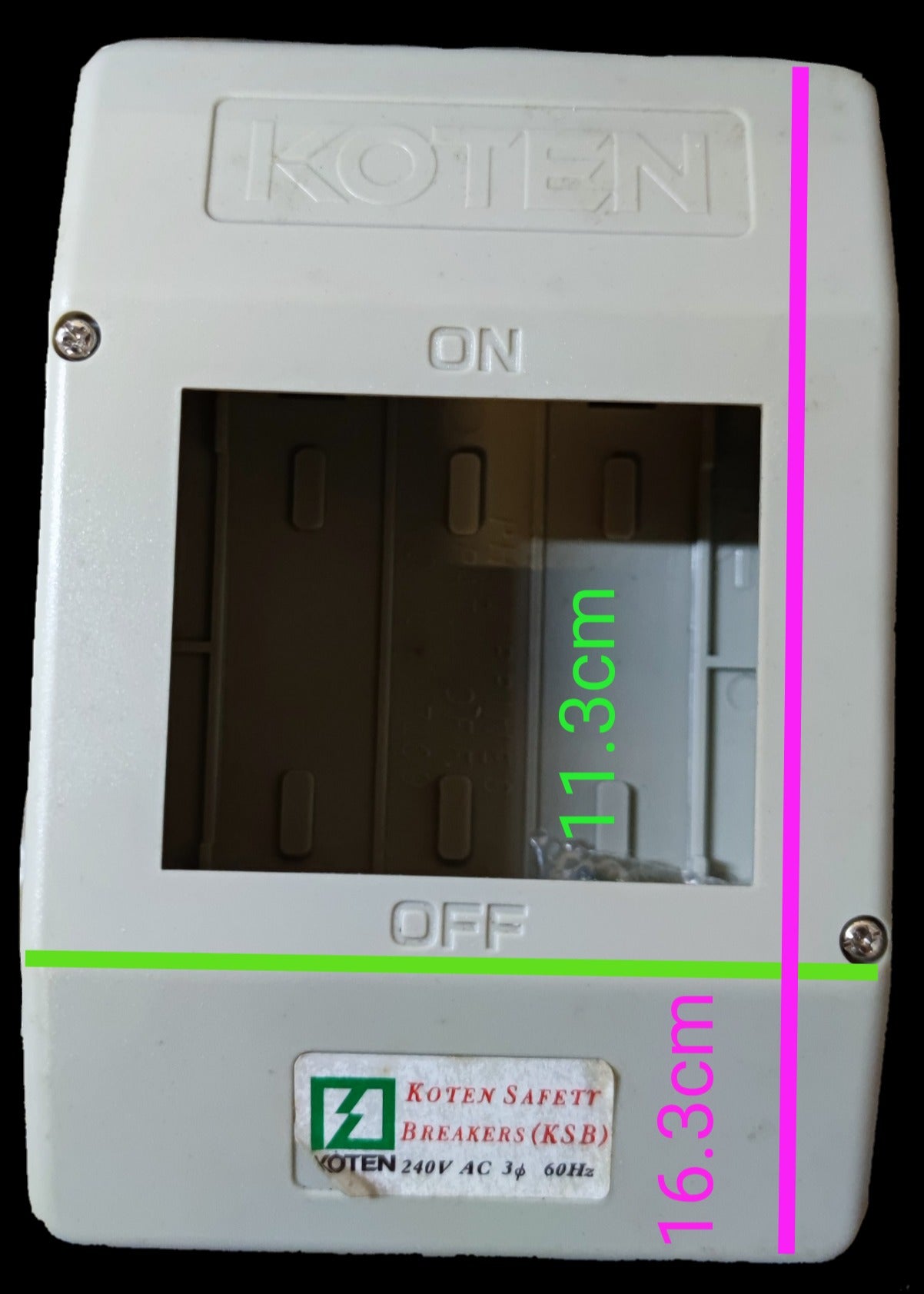 Koten Nema 1 Panel Board for 3 Pole 3 Phase Bolt-on Breakers PVC