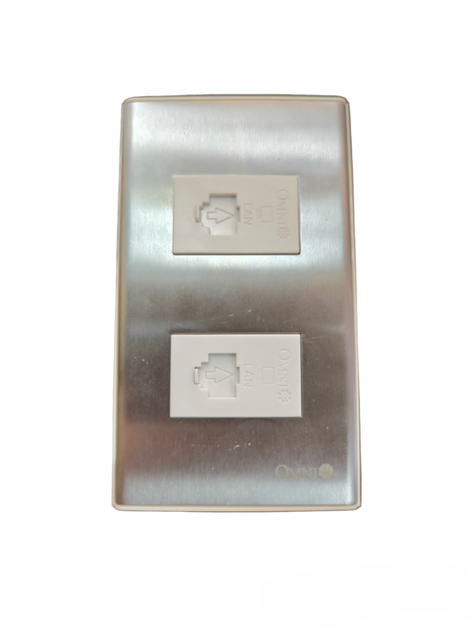 Omni 2 Gang LAN Outlet Wide Series with Stainless Plate Cover WWP-112S+(WWC-303x2)