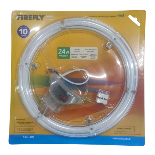 Firefly 24W LED ceiling light bulb circular LED strip with connector in sealed packaging