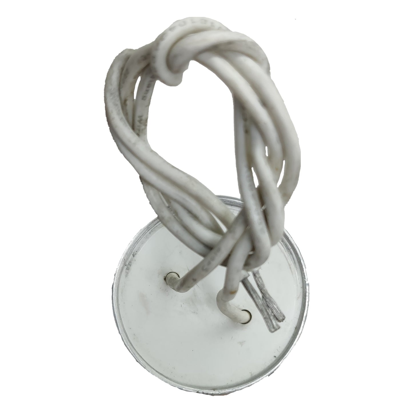 White corded object on a white background