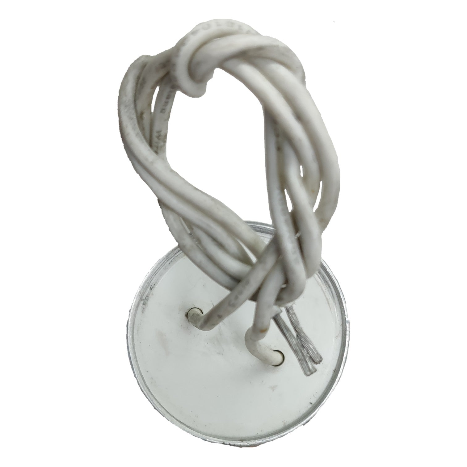 White corded object on a white background