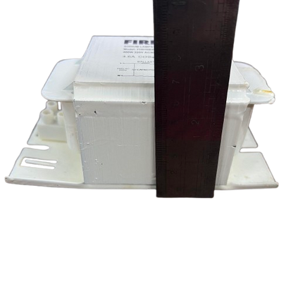 Firefly 400W sodium lamp ballast 220V mounted on a white base with measurement ruler for size reference