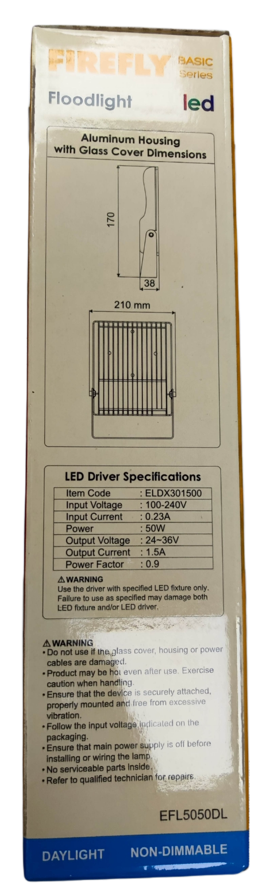 Electx Electrical Supply 50W 220V LED floodlight daylight with aluminum housing and glass cover
