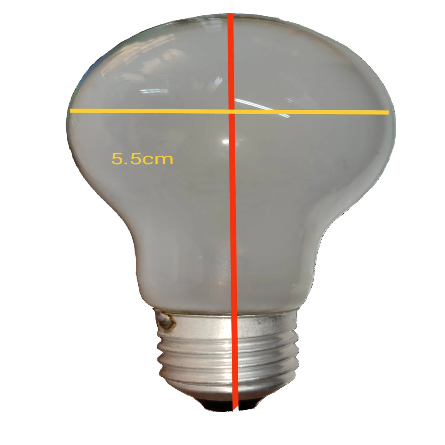 Firefly 50W incandescent lamp E27 with a frosted bulb design and standard base measurements