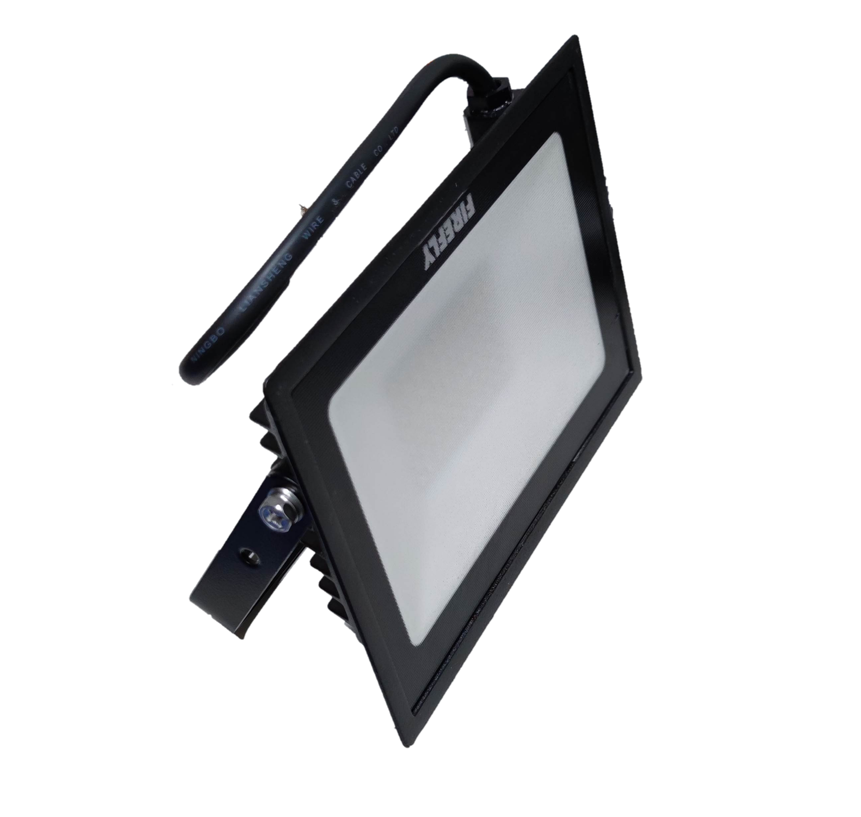Firefly 50W LED floodlight daylight with black frame and adjustable mounting bracket for outdoor lighting