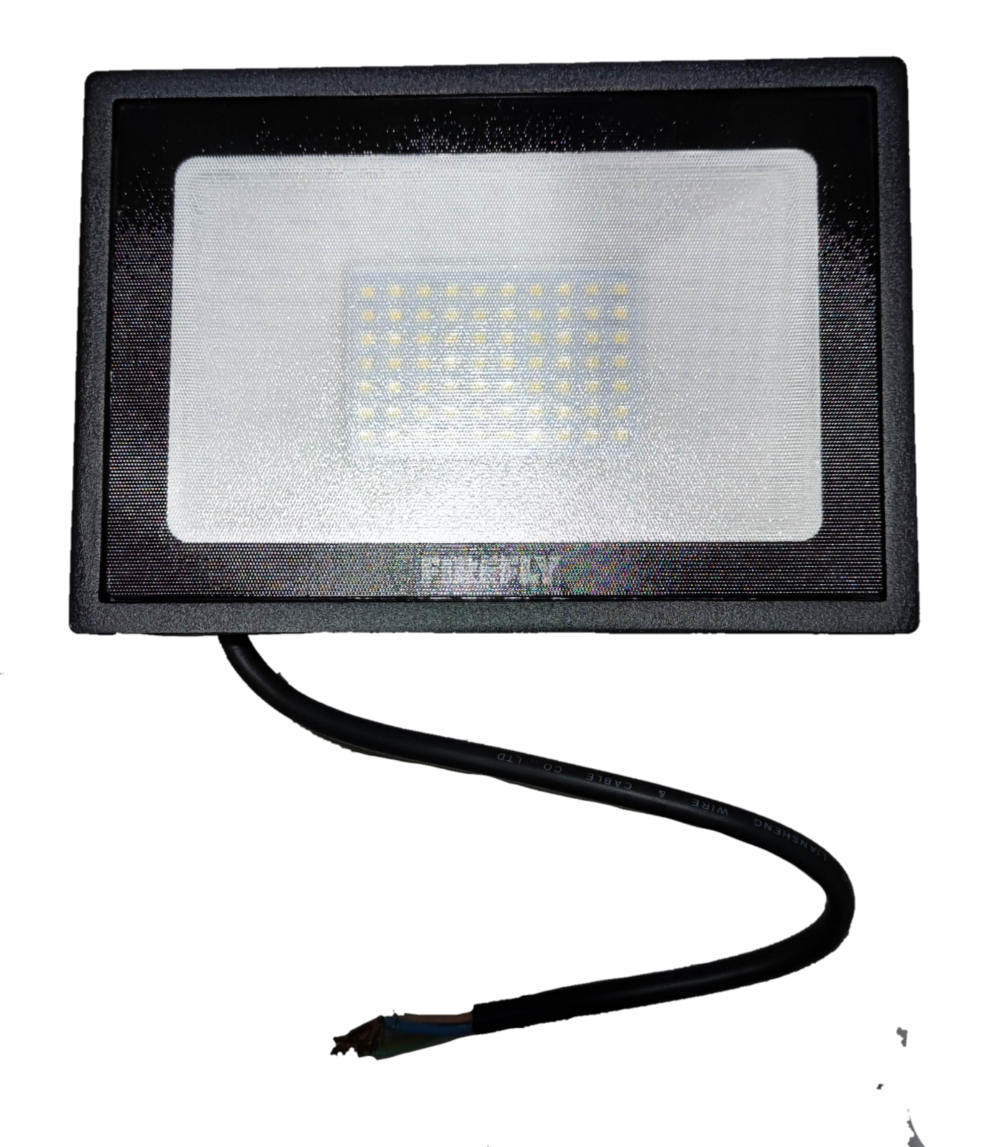 Firefly 50W LED floodlight daylight outdoor lighting with black frame and visible LED bulbs
