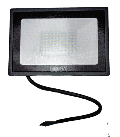 Firefly 50W LED floodlight daylight outdoor lighting with black frame and visible LED bulbs