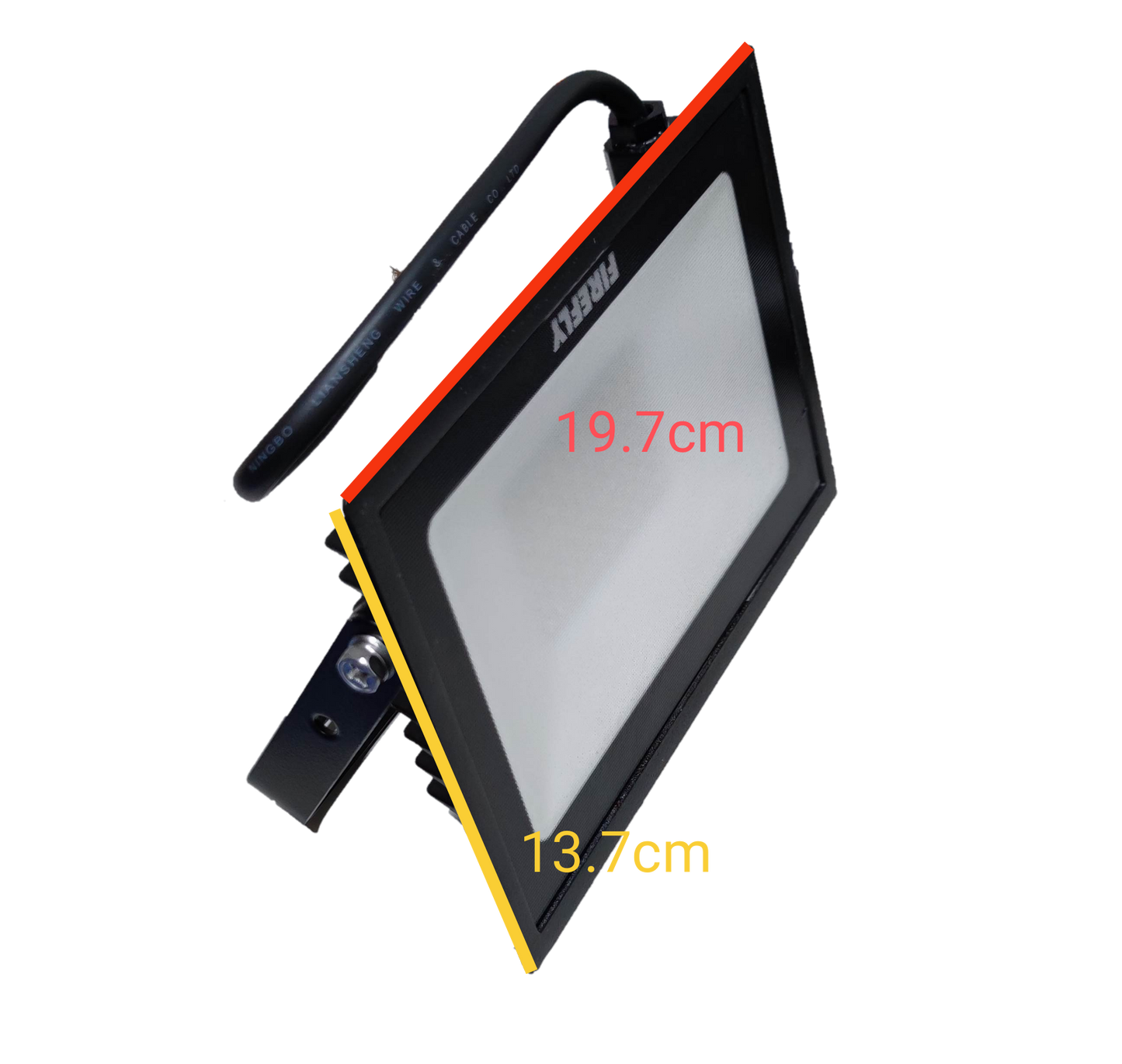 Firefly 50W LED floodlight daylight with slim black frame and adjustable mounting bracket