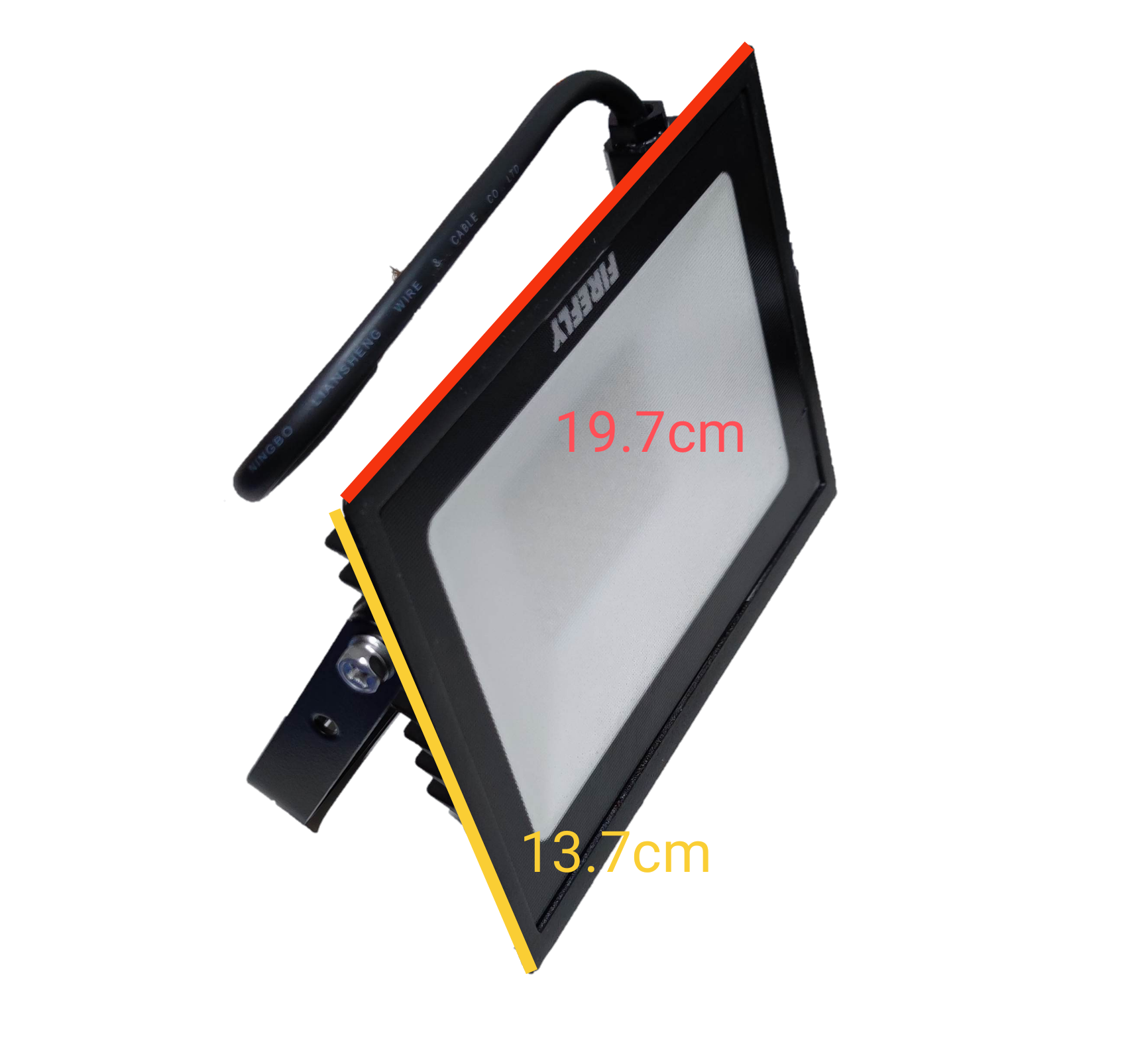 Firefly 50W LED floodlight daylight with slim black frame and adjustable mounting bracket