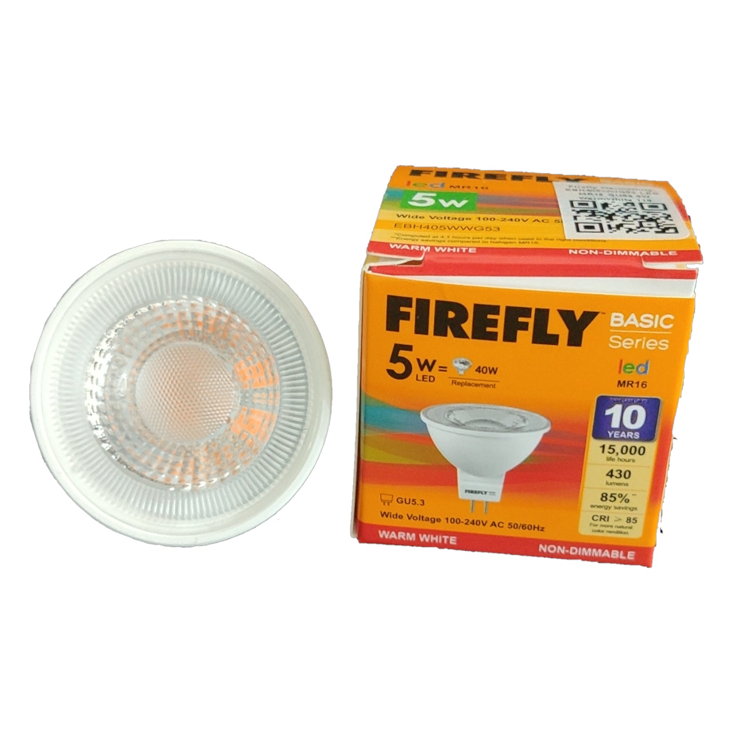 Firefly 5W MR-16 LED Warm White 3000K Bulb with Long Lifespan and Energy Efficiency