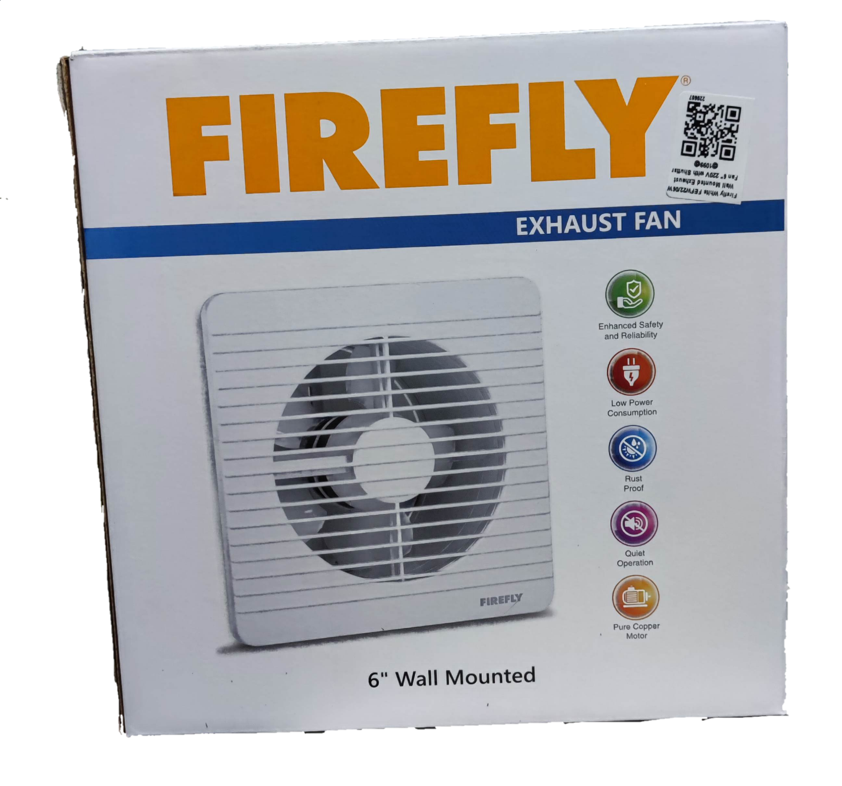 Firefly 6 inch exhaust fan 220V wall mounted with safety and low power consumption features