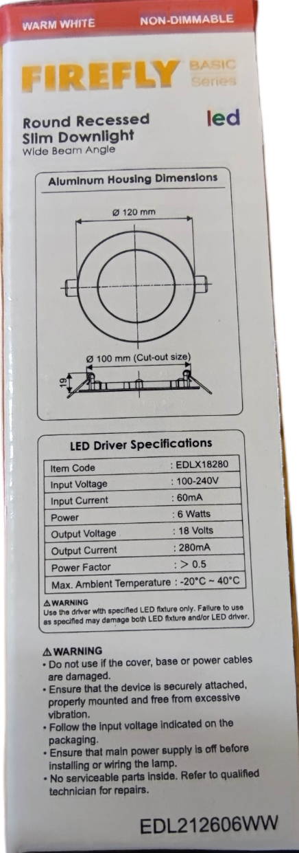 Firefly 6W LED Round Recessed Slim Downlight with aluminum housing for modern lighting solutions