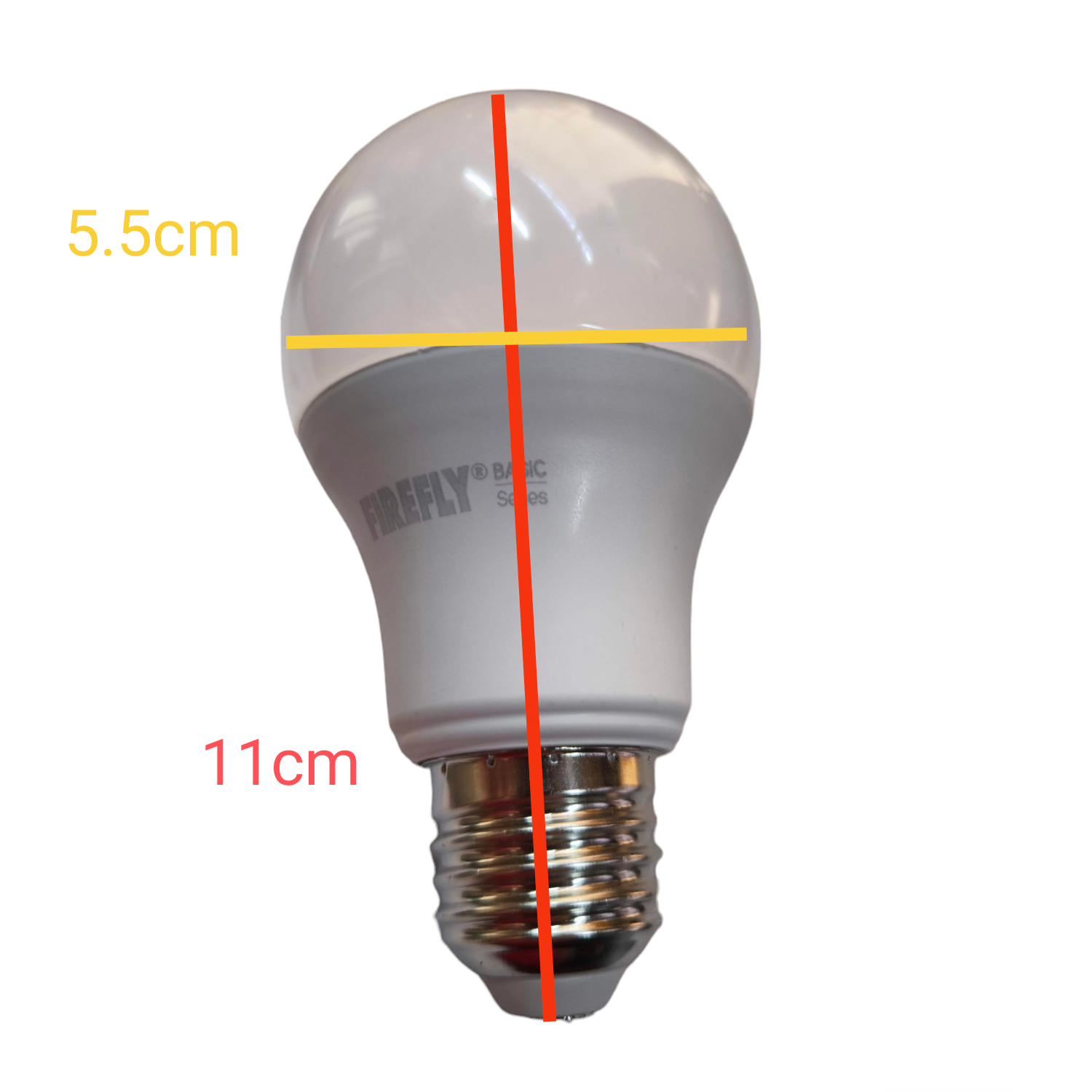 Firefly 8W tri color LED bulb with dimensions of 5.5cm width and 11cm height for versatile lighting