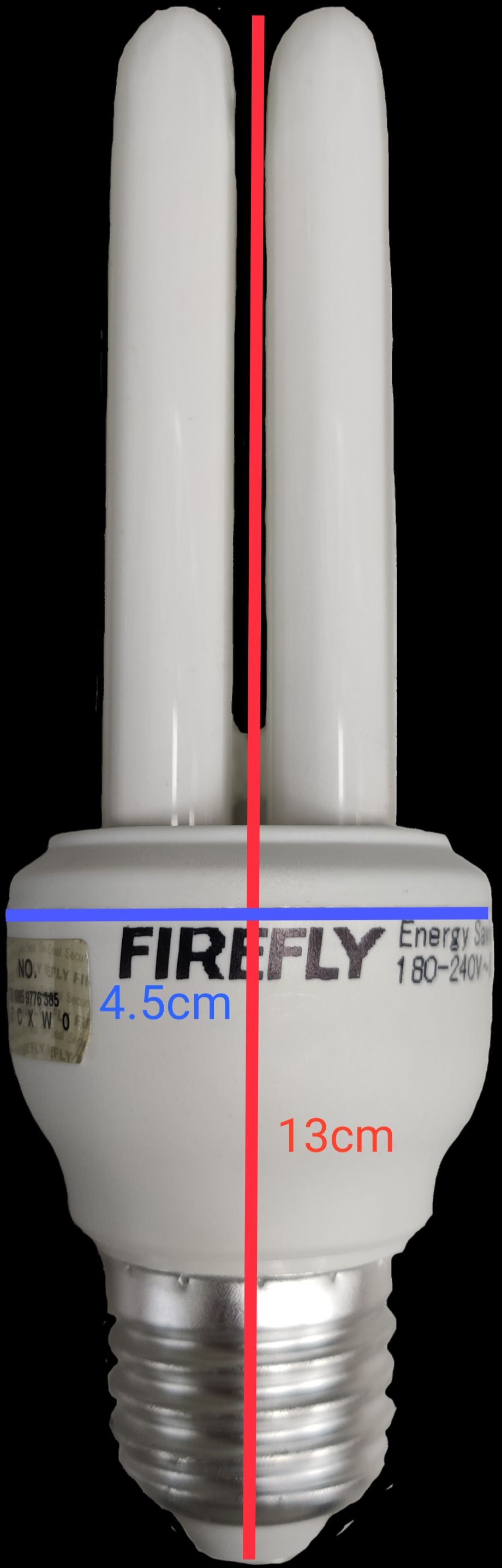 Firefly 9W Daylight CFL E27 220V 2U compact fluorescent bulb with double tube design