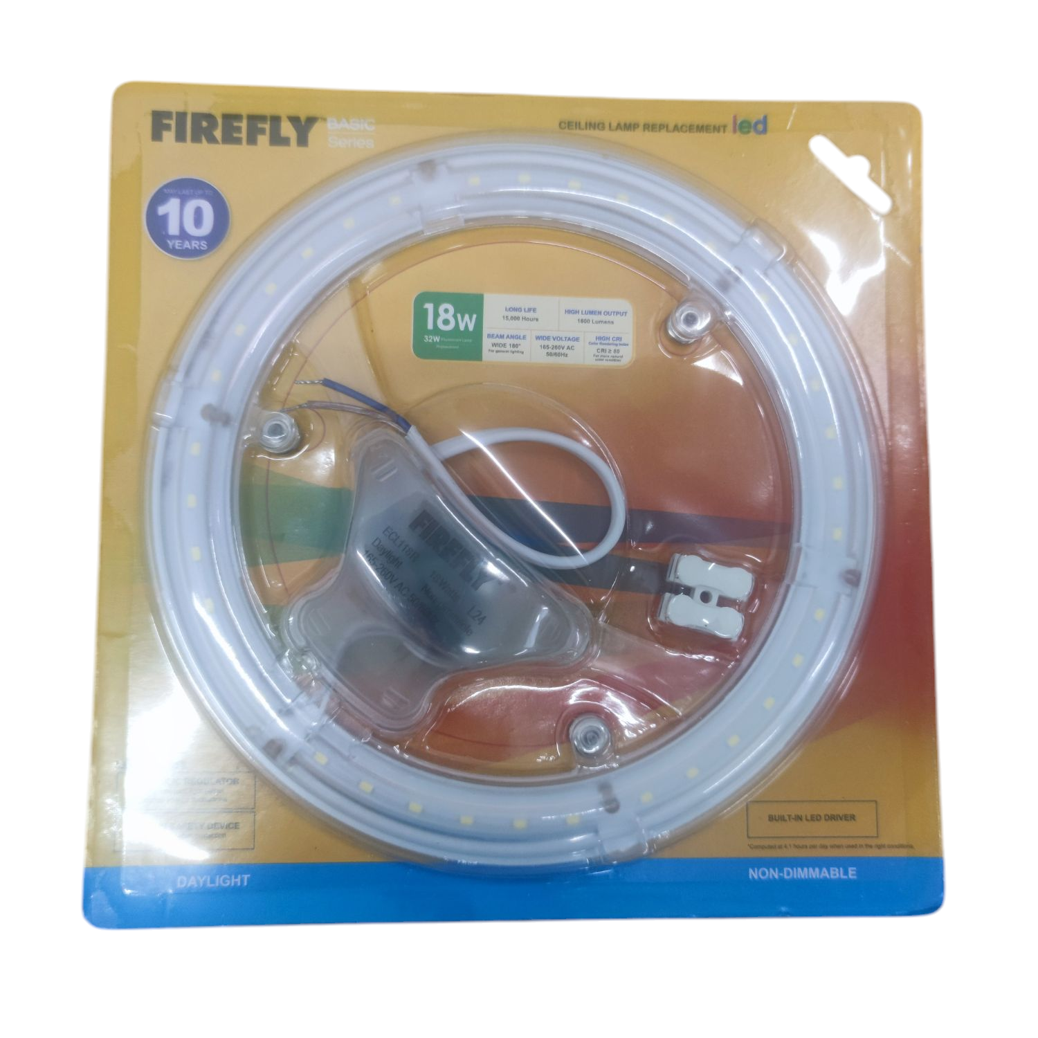 Firefly daylight circular LED replacement bulb kit with 18W power in sealed retail packaging
