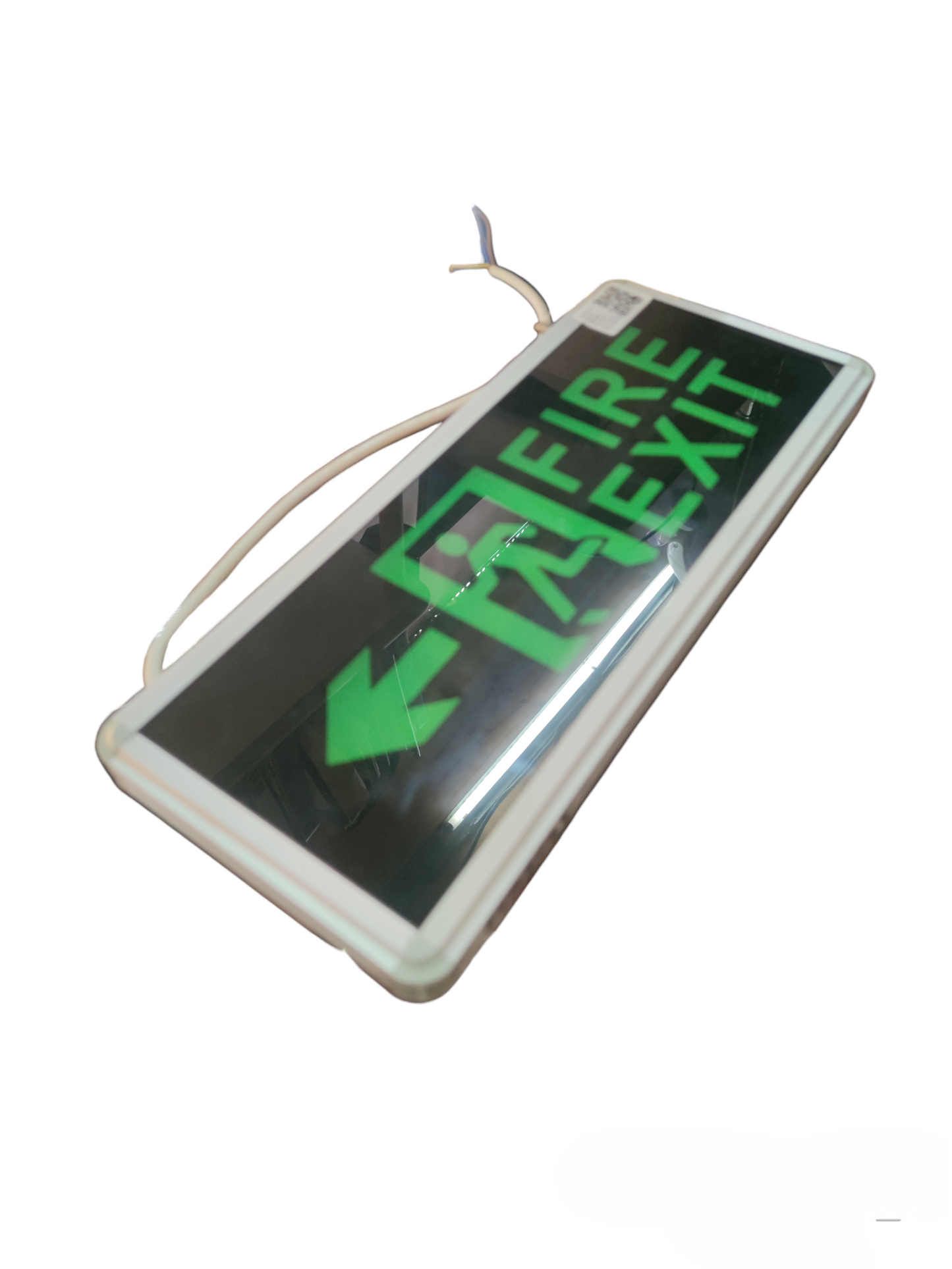 Green fire exit sign with running man and arrow in white frame double face LED exit sign for safety