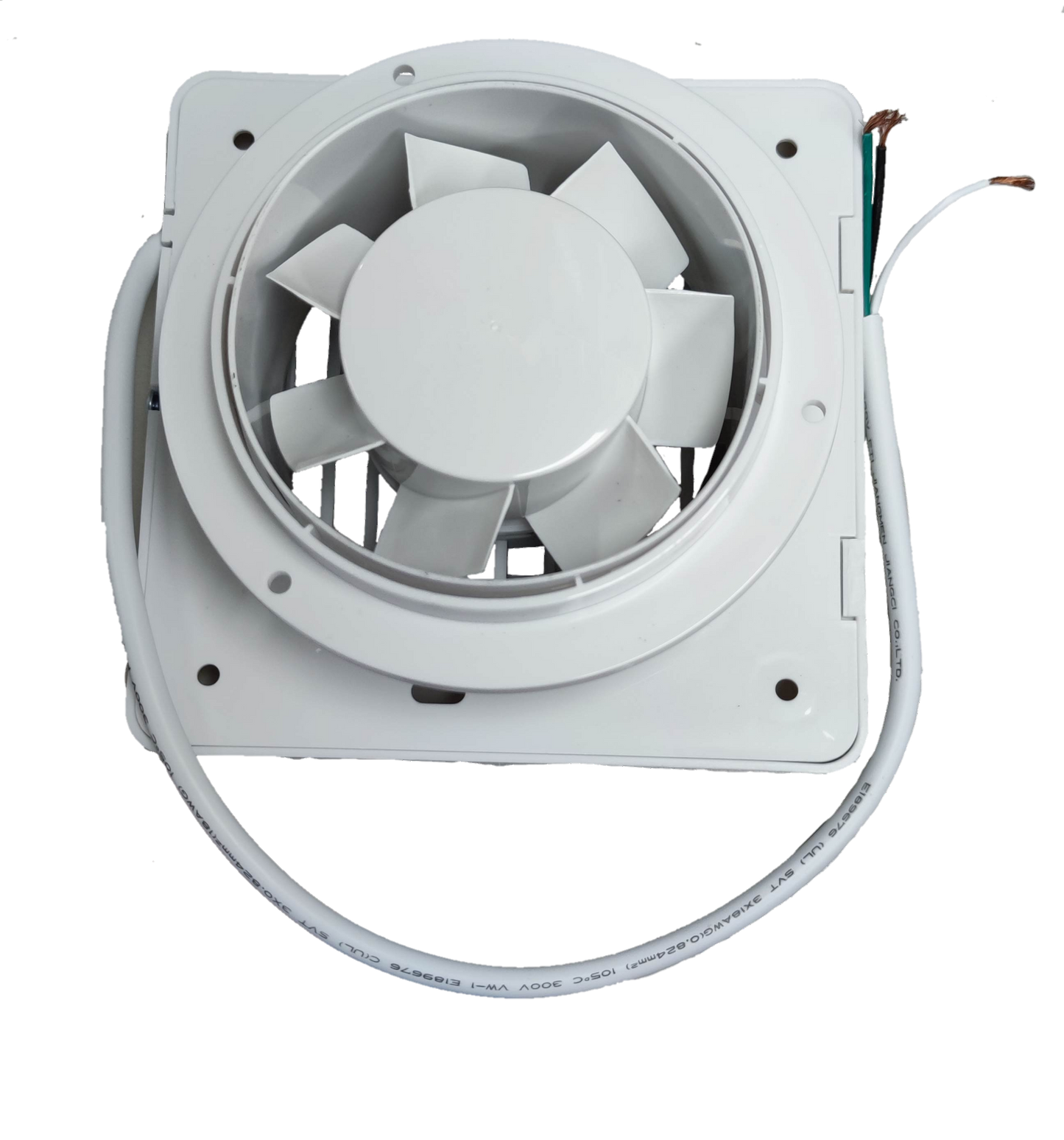 Firefly 4 inch exhaust fan 220V white inline ventilation fan with square mounting plate and exposed wiring
