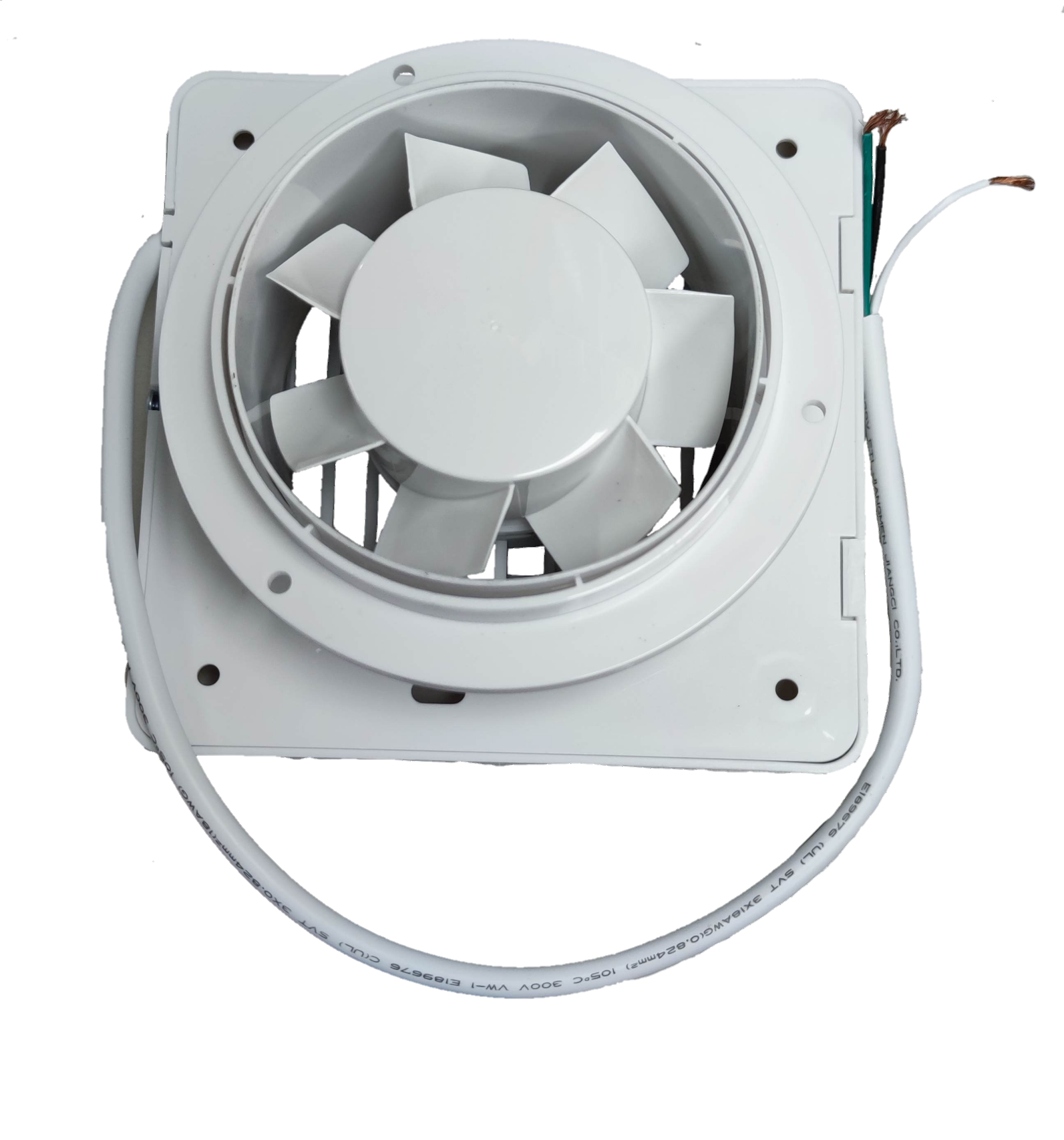 Firefly 4 inch exhaust fan 220V white inline ventilation fan with square mounting plate and exposed wiring