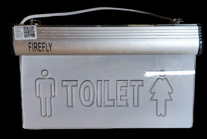 Firefly Acrylic LED Sign 220V hanging white acrylic toilet sign with embossed male and female icons and top LED bar