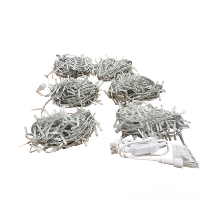 Firefly LED Christmas Lights 900 LED bundled in six sets with white wiring and connectors