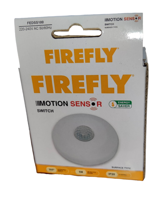 Firefly Motion Sensor Surface type 1A 220V 300W switch with energy saver feature in white packaging