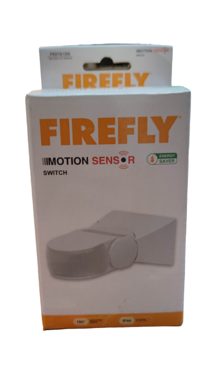 Firefly Motion Sensor Switch 1200W 220V energy saver with white motion sensor device on packaging