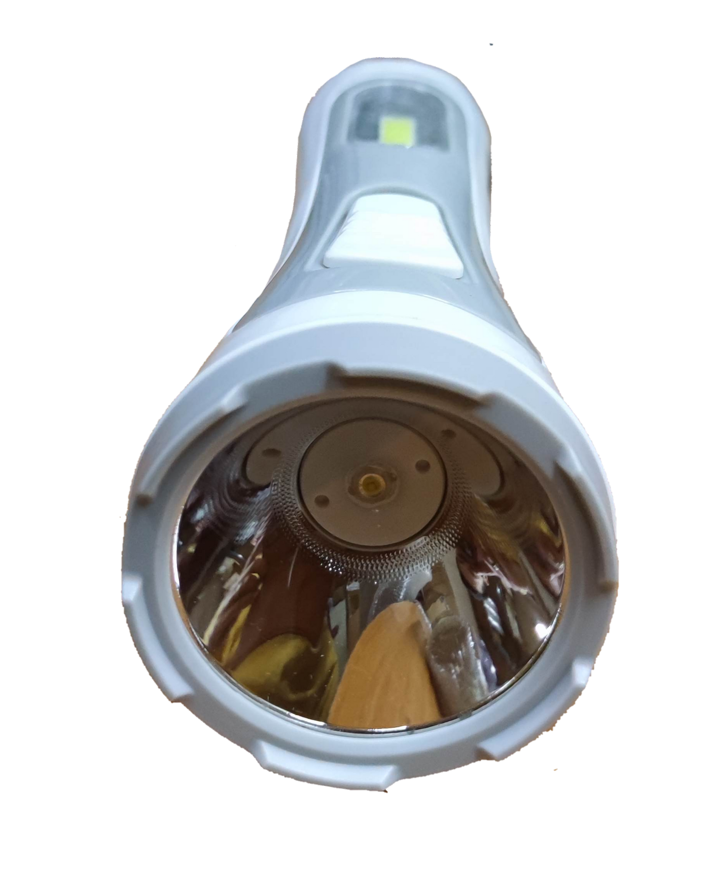 Close-up of Firefly rechargeable flashlight 3W showcasing its bright LED bulb and sleek design