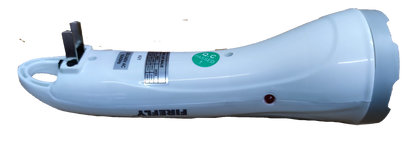 Firefly rechargeable flashlight 3W in white with built-in electric plug for charging convenience