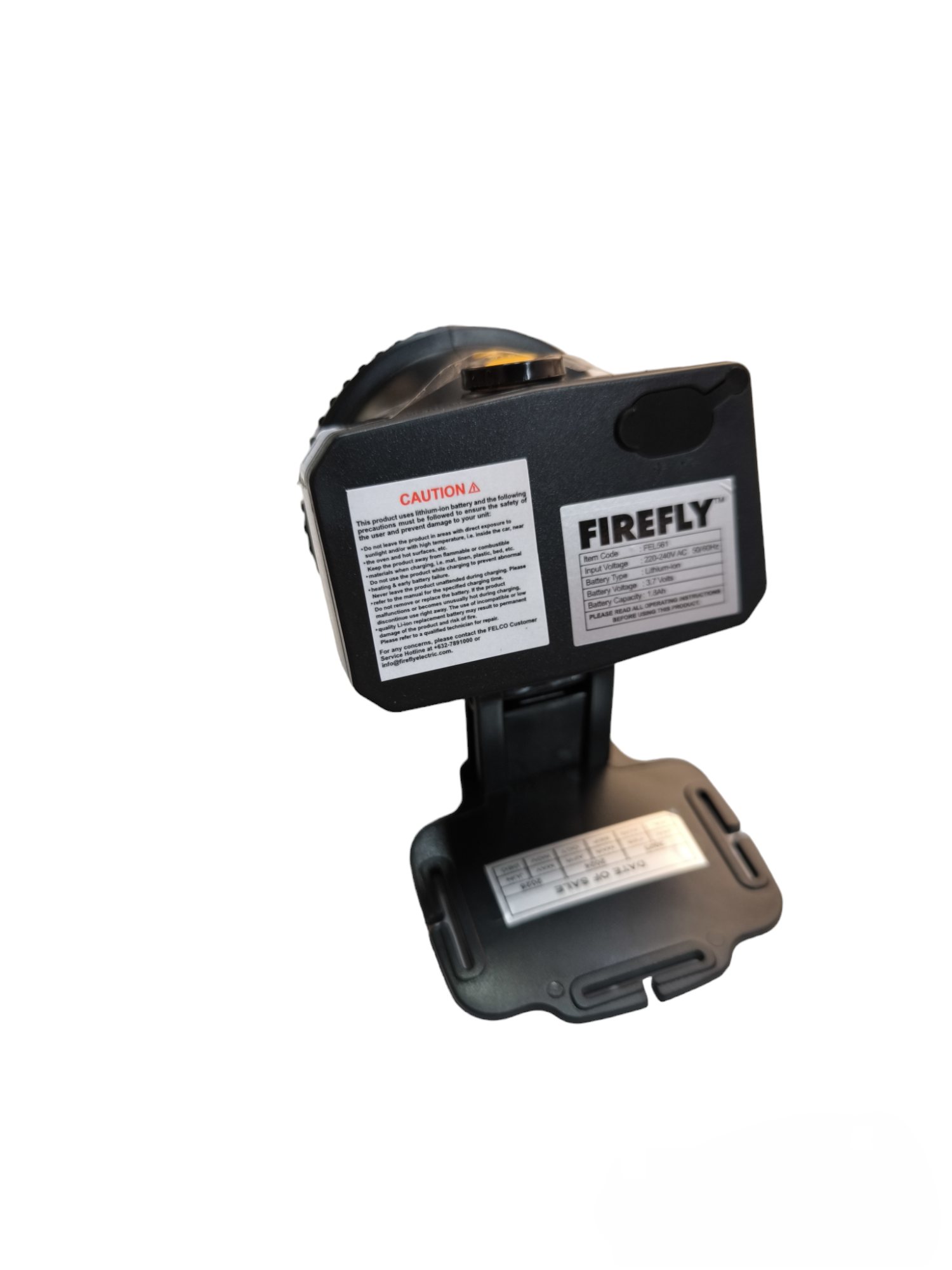Firefly rechargeable head lamp with charger for work and safety lighting use