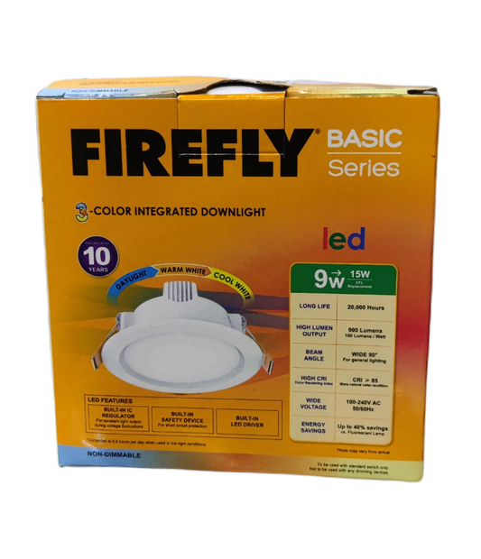 Firefly Basic Series Tri Color LED Downlight 9W 220V with long life and adjustable colors