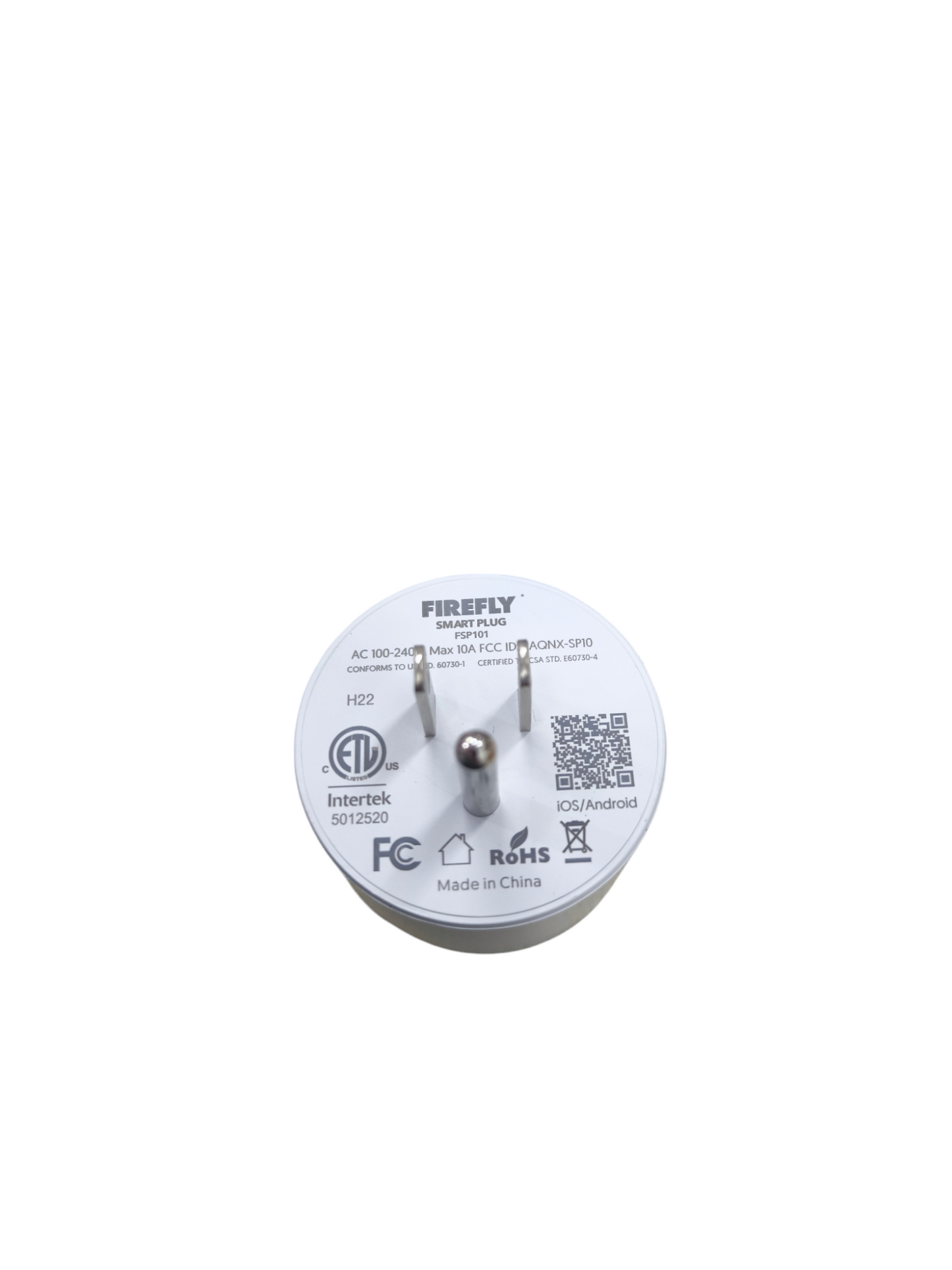 Firefly Wifi Smart Plug 10A 220V round white smart lighting switch with certification labels