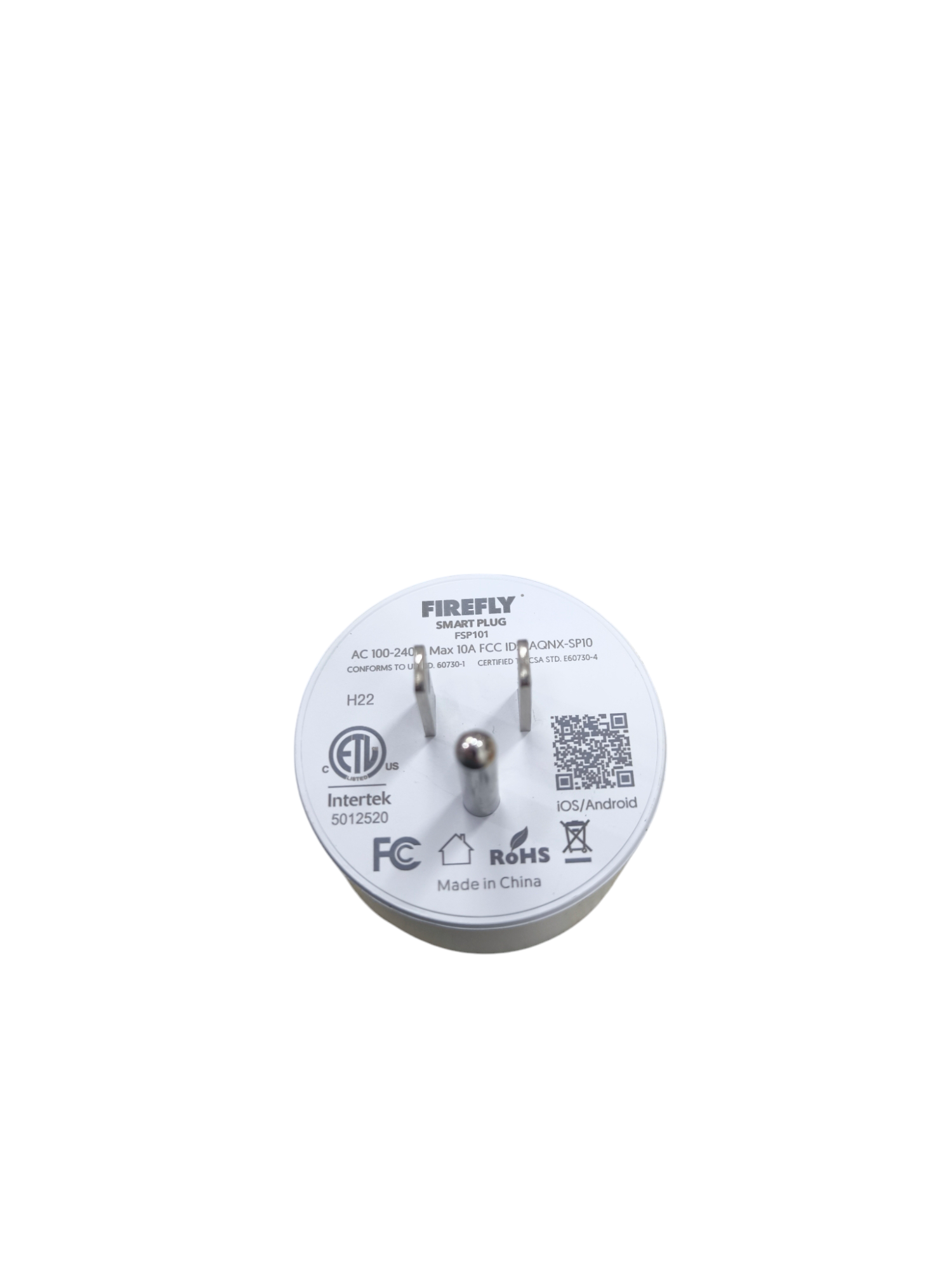 Firefly Wifi Smart Plug 10A 220V round white smart lighting switch with certification labels
