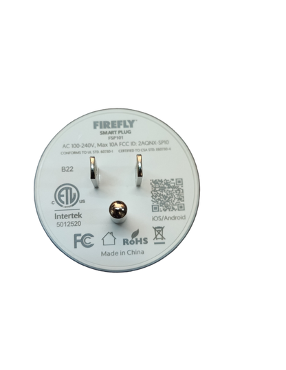 Firefly Wifi Smart Plug 10A 220V with certifications and QR code for iOS Android app
