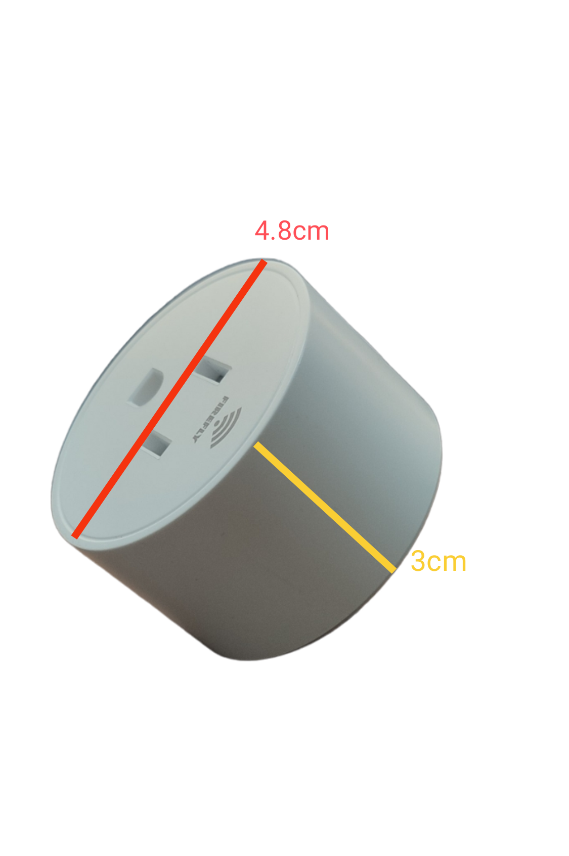 Firefly Wifi Smart Plug 10A 220V with compact white cylindrical design and dimensions