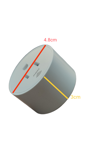 Firefly Wifi Smart Plug 10A 220V with compact white cylindrical design and dimensions